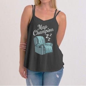 Nap Champion Grandpa And Dad And Papa May Nap Suddenly Women's Strappy Tank