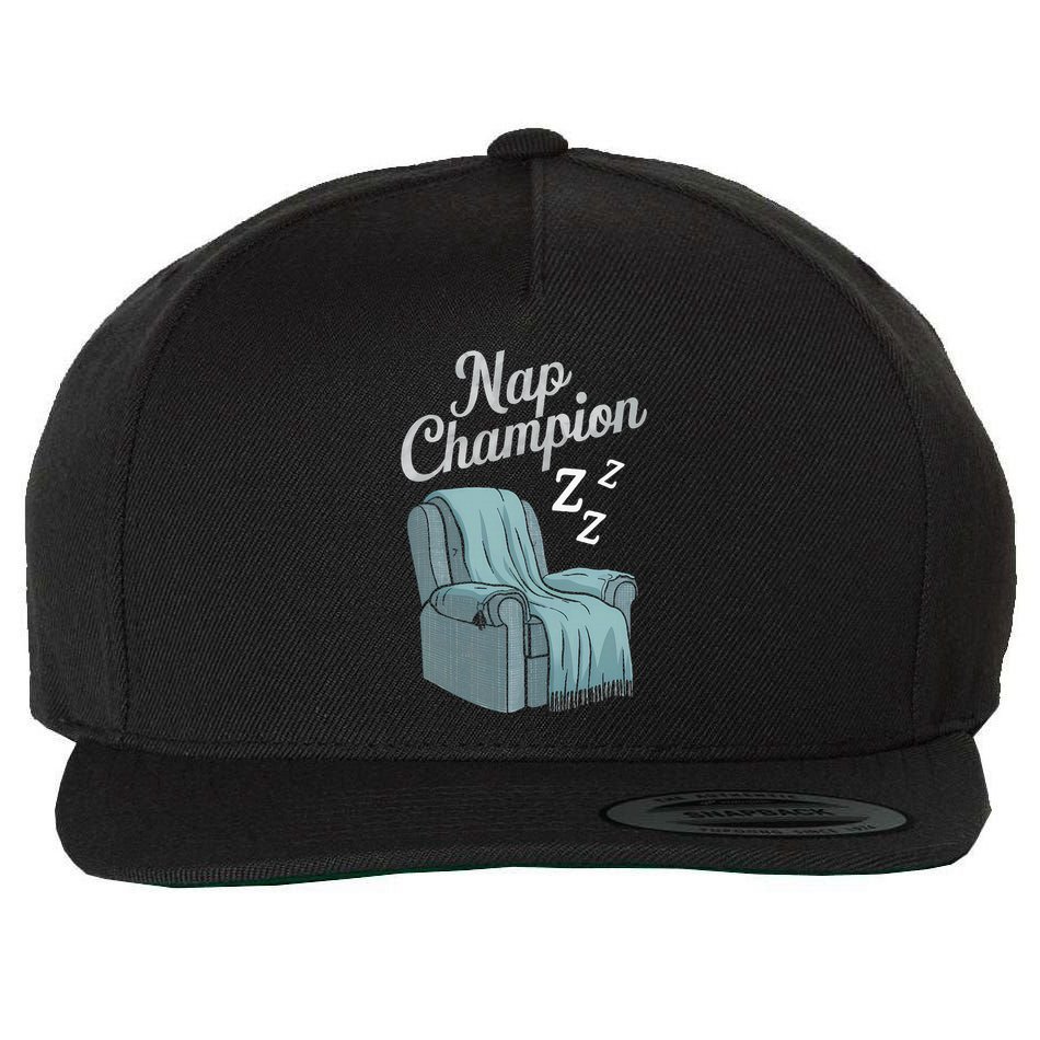 Nap Champion Grandpa And Dad And Papa May Nap Suddenly Wool Snapback Cap