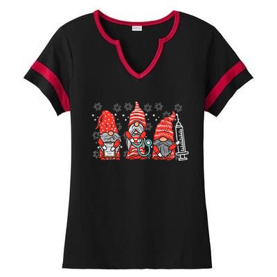 Nurse Christmas Gnomes Cute Xmas Scrub Top For Nurses Ladies Halftime Notch Neck Tee