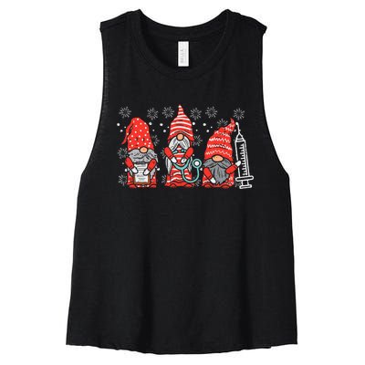 Nurse Christmas Gnomes Cute Xmas Scrub Top For Nurses Women's Racerback Cropped Tank