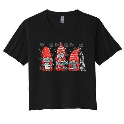 Nurse Christmas Gnomes Cute Xmas Scrub Top For Nurses Women's Crop Top Tee