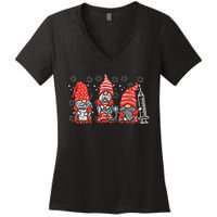 Nurse Christmas Gnomes Cute Xmas Scrub Top For Nurses Women's V-Neck T-Shirt