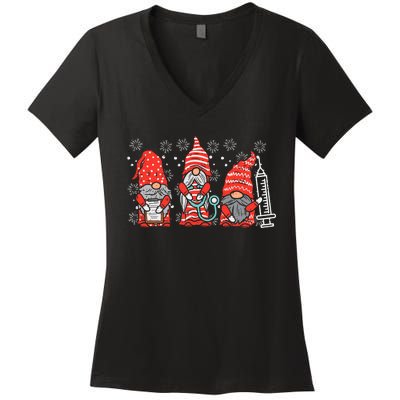 Nurse Christmas Gnomes Cute Xmas Scrub Top For Nurses Women's V-Neck T-Shirt