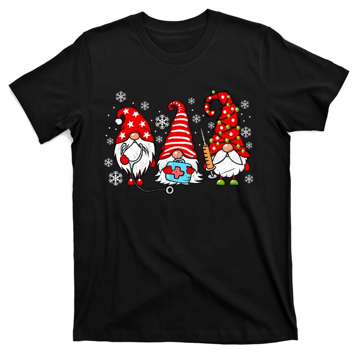 Nurse Christmas Gnomes Xmas Scrub Top Er Rn Nursing Gnomies T-Shirt