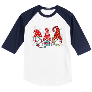 Nurse Christmas Gnomes Xmas Scrub Top Er Rn Nursing Gnomies Baseball Sleeve Shirt