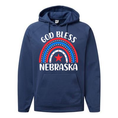 Nebraska Cute Gift I Love Nebraska Usa Gift Performance Fleece Hoodie