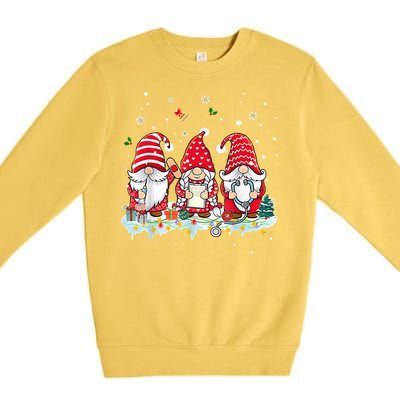 Nurse Christmas Gnomes Cute Xmas Scrub Top For Nurses Gift Premium Crewneck Sweatshirt