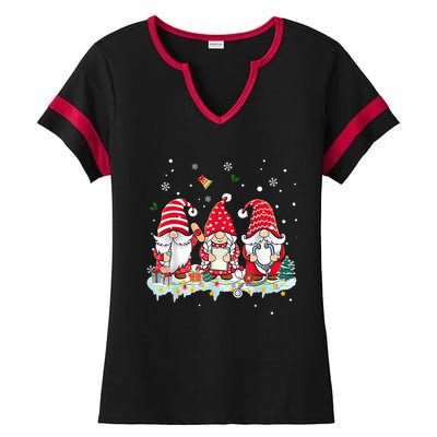 Nurse Christmas Gnomes Cute Xmas Scrub Top For Nurses Gift Ladies Halftime Notch Neck Tee