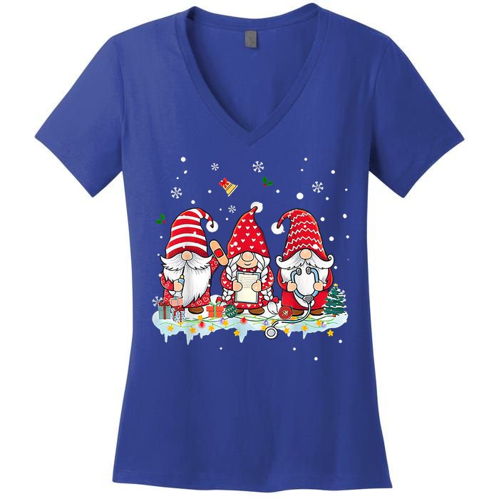 Nurse Christmas Gnomes Cute Xmas Scrub Top For Nurses Gift Women's V-Neck T-Shirt