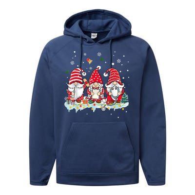 Nurse Christmas Gnomes Cute Xmas Scrub Top For Nurses Gift Performance Fleece Hoodie