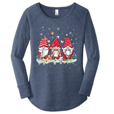 Nurse Christmas Gnomes Cute Xmas Scrub Top For Nurses Gift Women's Perfect Tri Tunic Long Sleeve Shirt