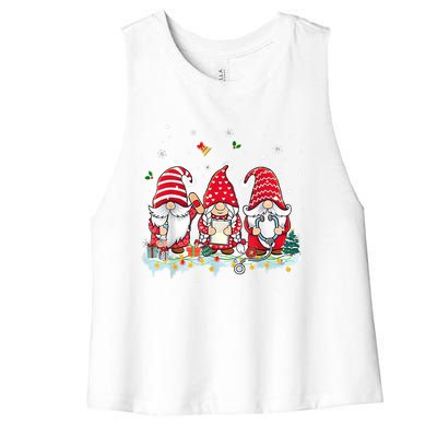 Nurse Christmas Gnomes Cute Xmas Scrub Top For Nurses Gift Women's Racerback Cropped Tank