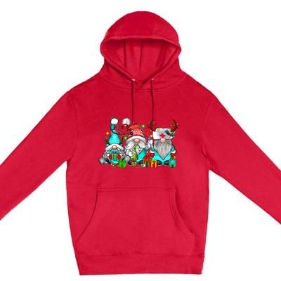 Nurse Christmas Gnomes Cute Xmas Scrub Top For Nurses Premium Pullover Hoodie