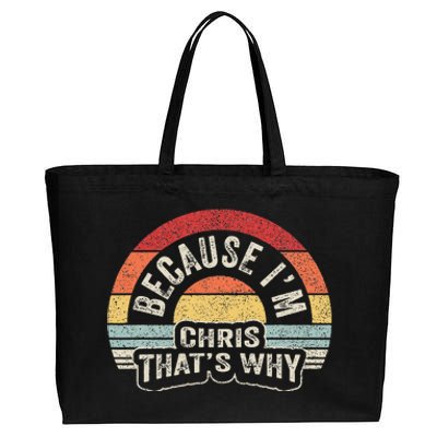 Name Chris Gift Vintage Retro Because IM Chris ThatS Why Cotton Canvas Jumbo Tote