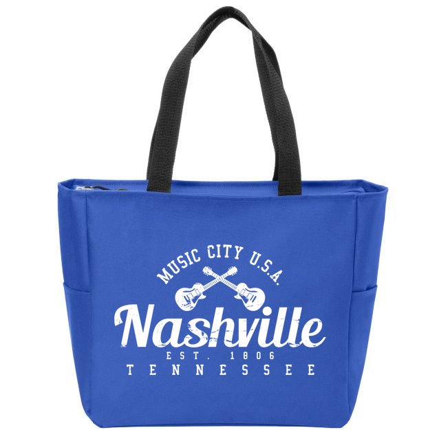 Nashville Cool Gift Cool Gift Country Music City Guitar Gift Cool Gift Zip Tote Bag