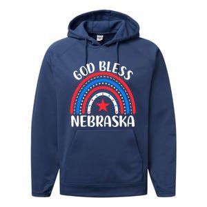 Nebraska Cool Gift I Love Nebraska Usa Gift Performance Fleece Hoodie