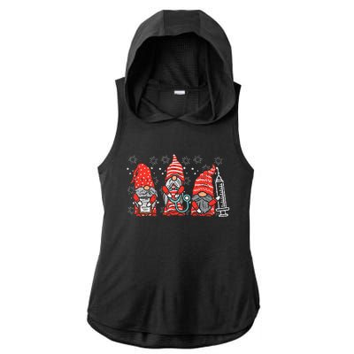 Nurse Christmas Gnomes Cute Xmas Scrub Top For Nurses Women Ladies PosiCharge Tri-Blend Wicking Draft Hoodie Tank