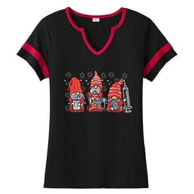 Nurse Christmas Gnomes Cute Xmas Scrub Top For Nurses Women Ladies Halftime Notch Neck Tee