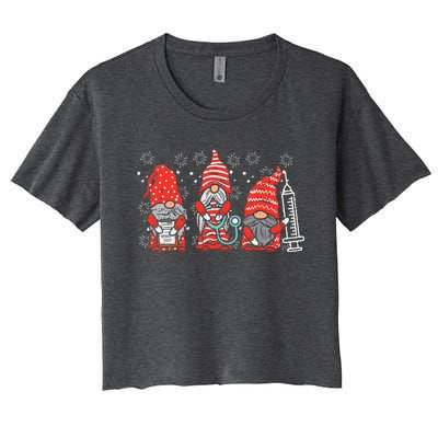 Nurse Christmas Gnomes Cute Xmas Scrub Top For Nurses Women Women's Crop Top Tee