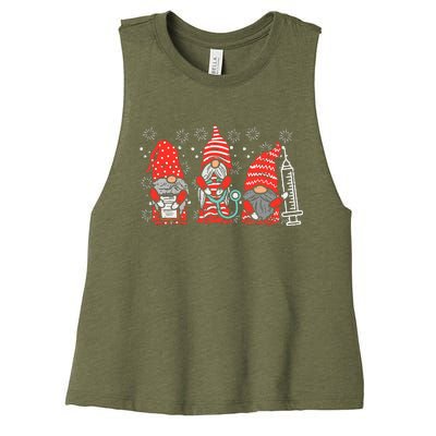 Nurse Christmas Gnomes Cute Xmas Scrub Top For Nurses Women Women's Racerback Cropped Tank