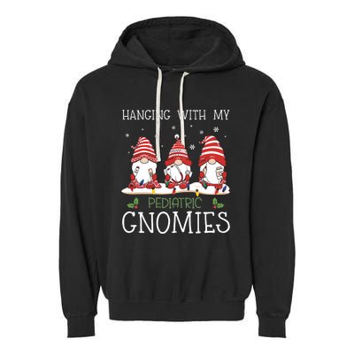 Nurse Christmas Gnome Cool Pediatric Nurse Christmas Lights Garment-Dyed Fleece Hoodie