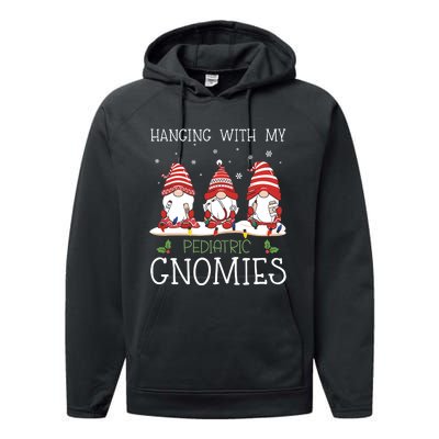 Nurse Christmas Gnome Cool Pediatric Nurse Christmas Lights Performance Fleece Hoodie