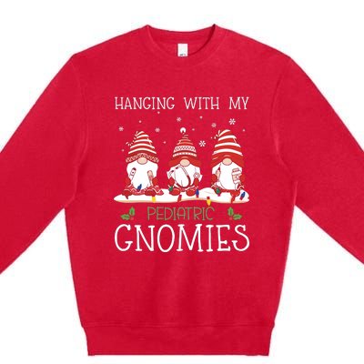 Nurse Christmas Gnome Cool Pediatric Nurse Christmas Lights Premium Crewneck Sweatshirt