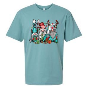 Nurse Christmas Gnomes Stethoscope Nursing Xmas Scrub Top Rn Meaningful Gift Sueded Cloud Jersey T-Shirt