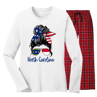 North Carolina Girl North Carolina Flag State Girlfriend Women's Long Sleeve Flannel Pajama Set 