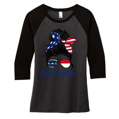 North Carolina Girl North Carolina Flag State Girlfriend Women's Tri-Blend 3/4-Sleeve Raglan Shirt