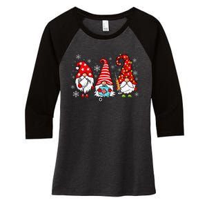 Nurse Christmas Gnomes Xmas Scrub Top Er Rn Nursing Gnomies Women's Tri-Blend 3/4-Sleeve Raglan Shirt