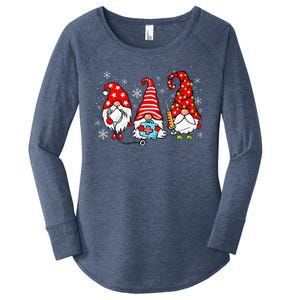 Nurse Christmas Gnomes Xmas Scrub Top Er Rn Nursing Gnomies Women's Perfect Tri Tunic Long Sleeve Shirt