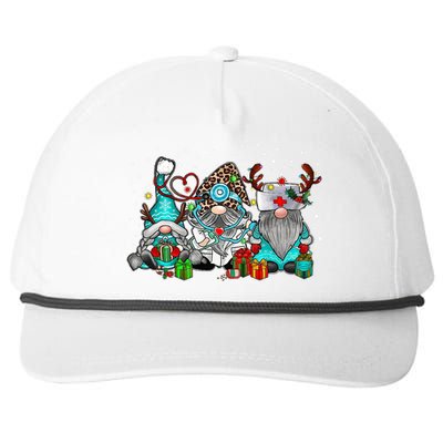 Nurse Christmas Gnome Cute Gnomies Leopard Nurses Funny Xmas Premium Snapback Five-Panel Rope Hat