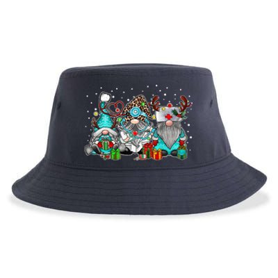 Nurse Christmas Gnome Cute Gnomies Leopard Nurses Funny Xmas Premium Sustainable Bucket Hat