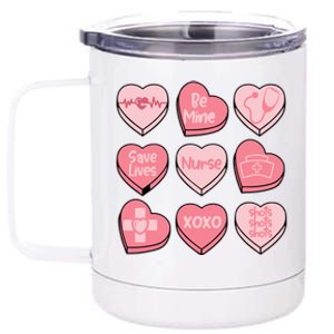 Nurse Conversation Hearts ValentineS Day Cute Gift 12 oz Stainless Steel Tumbler Cup