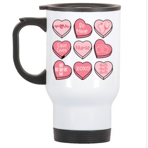 Nurse Conversation Hearts ValentineS Day Cute Gift Stainless Steel Travel Mug