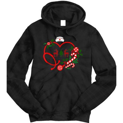 Nurse Christmas Heart Stethoscope RN LPN Nursing Xmas 2022 Tie Dye Hoodie