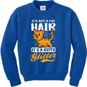 Not Cat Hair It's Kitty Glitter Design Crazy Cat Mom Kids Sweatshirt