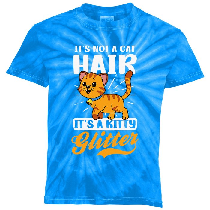 Not Cat Hair It's Kitty Glitter Design Crazy Cat Mom Kids Tie-Dye T-Shirt