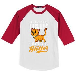 Not Cat Hair It's Kitty Glitter Design Crazy Cat Mom Kids Colorblock Raglan Jersey