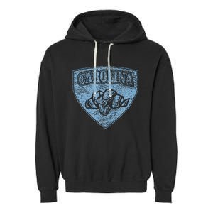 North Carolina Hero Emblem Distressed Blue Knockout Garment-Dyed Fleece Hoodie