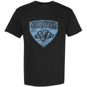 North Carolina Hero Emblem Distressed Blue Knockout Garment-Dyed Heavyweight T-Shirt