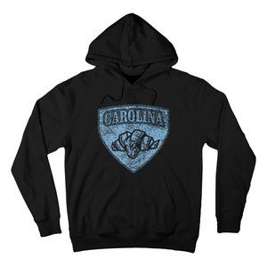 North Carolina Hero Emblem Distressed Blue Knockout Hoodie