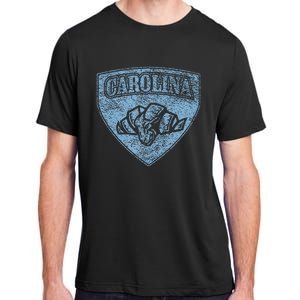 North Carolina Hero Emblem Distressed Blue Knockout Adult ChromaSoft Performance T-Shirt