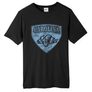 North Carolina Hero Emblem Distressed Blue Knockout Tall Fusion ChromaSoft Performance T-Shirt