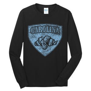 North Carolina Hero Emblem Distressed Blue Knockout Tall Long Sleeve T-Shirt