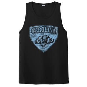 North Carolina Hero Emblem Distressed Blue Knockout PosiCharge Competitor Tank