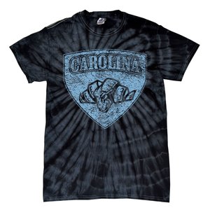 North Carolina Hero Emblem Distressed Blue Knockout Tie-Dye T-Shirt