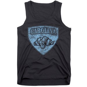 North Carolina Hero Emblem Distressed Blue Knockout Tank Top