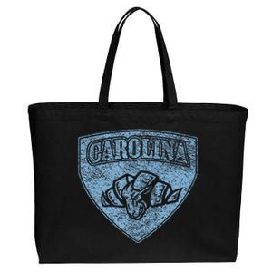 North Carolina Hero Emblem Distressed Blue Knockout Cotton Canvas Jumbo Tote